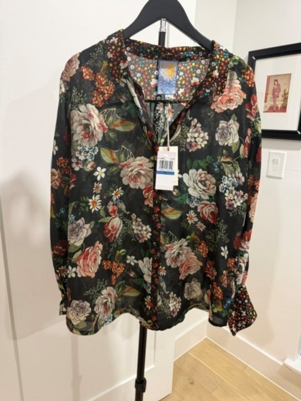 Johnny Was Attar Silk Blend Blouse in XL